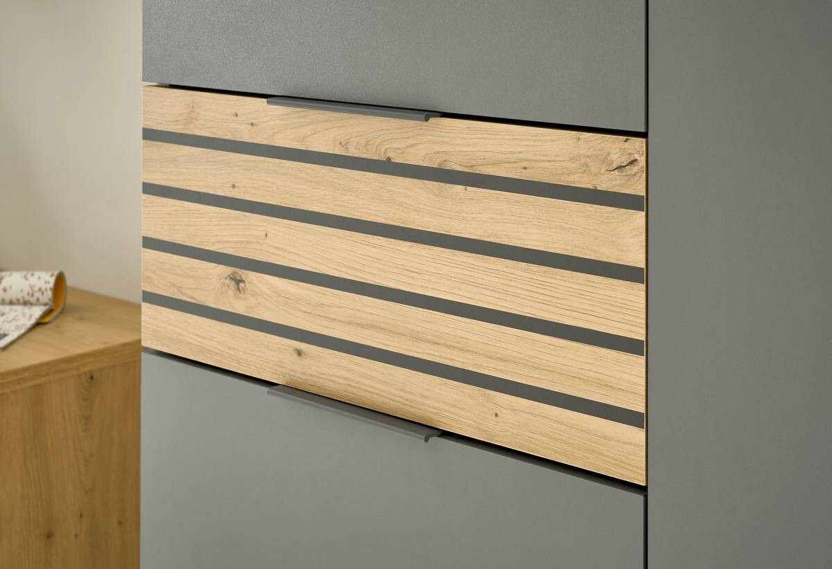 Schuhkommode Milan Eiche Artisan Nachbildung grau B/H/T: ca. 85x15x38 cm