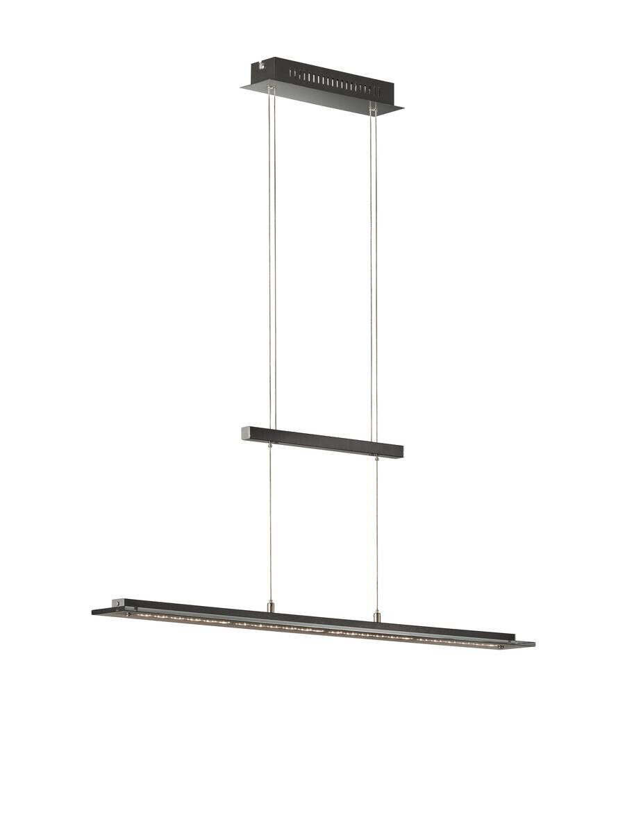 Fischer & Honsel LED-Pendelleuchte 60442 Rauch Chrom schwarz Glas Metall B/H/T: ca. 88x150x9 cm 1.0 Brennstellen