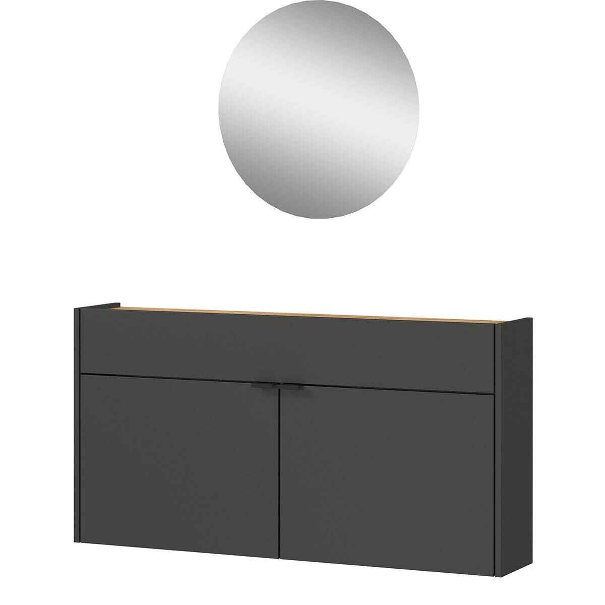 Garderobe 7937-549 Graphit Optik Eiche Navarra Nachbildung B/H/T: ca. 110x200x22 cm Garderobe 7937-549 Graphit Optik Eiche Navarra Nachbildung B/H/T: ca. 110x200x22 cm