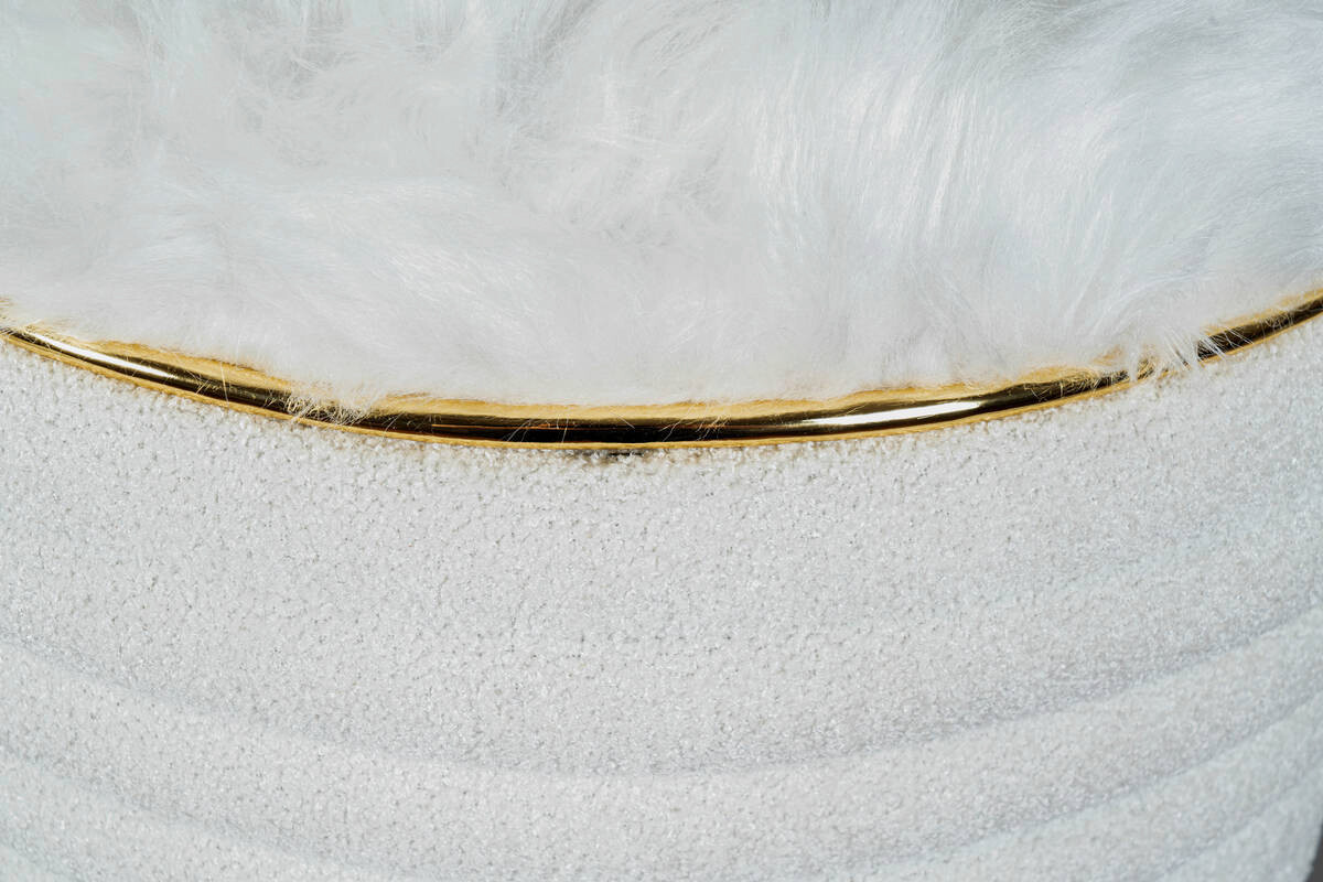 360 Living Hocker Doric 310 weiß gold H/D: ca. 50x42 cm