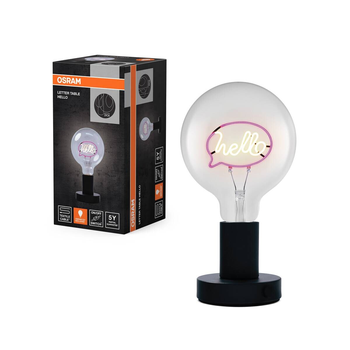 OSRAM LED-Tischleuchte Lettertable Metall B/H/L: ca. 12,5x23x12,5 cm E27