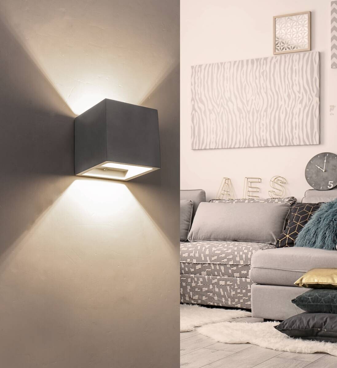 GLOBO Wandleuchte grau Beton B/H: ca. 11,5x11,5 cm 1 Brennstellen