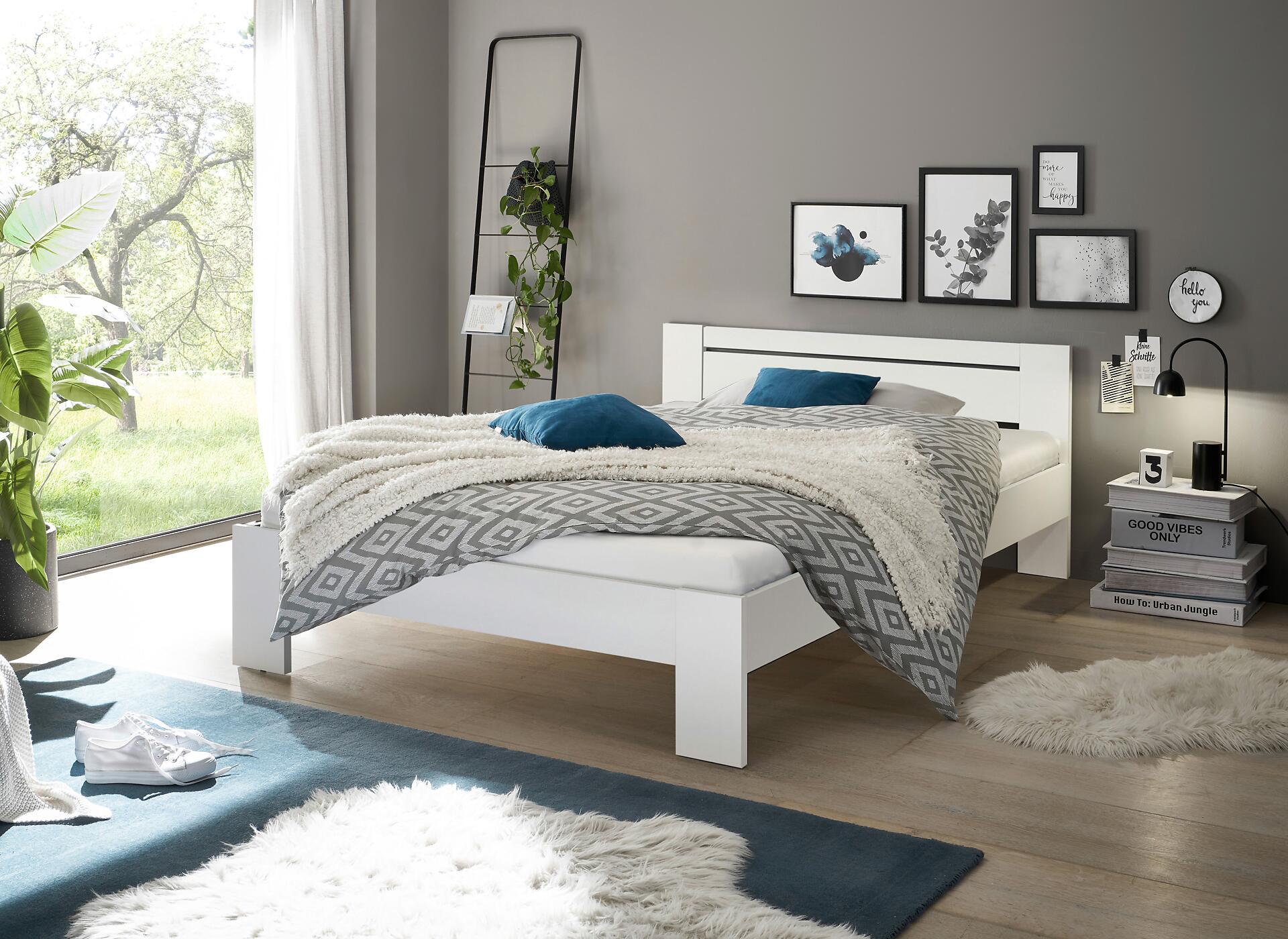 Futonbett Cannes weiß Liegefläche B/L: ca. 140x200 cm