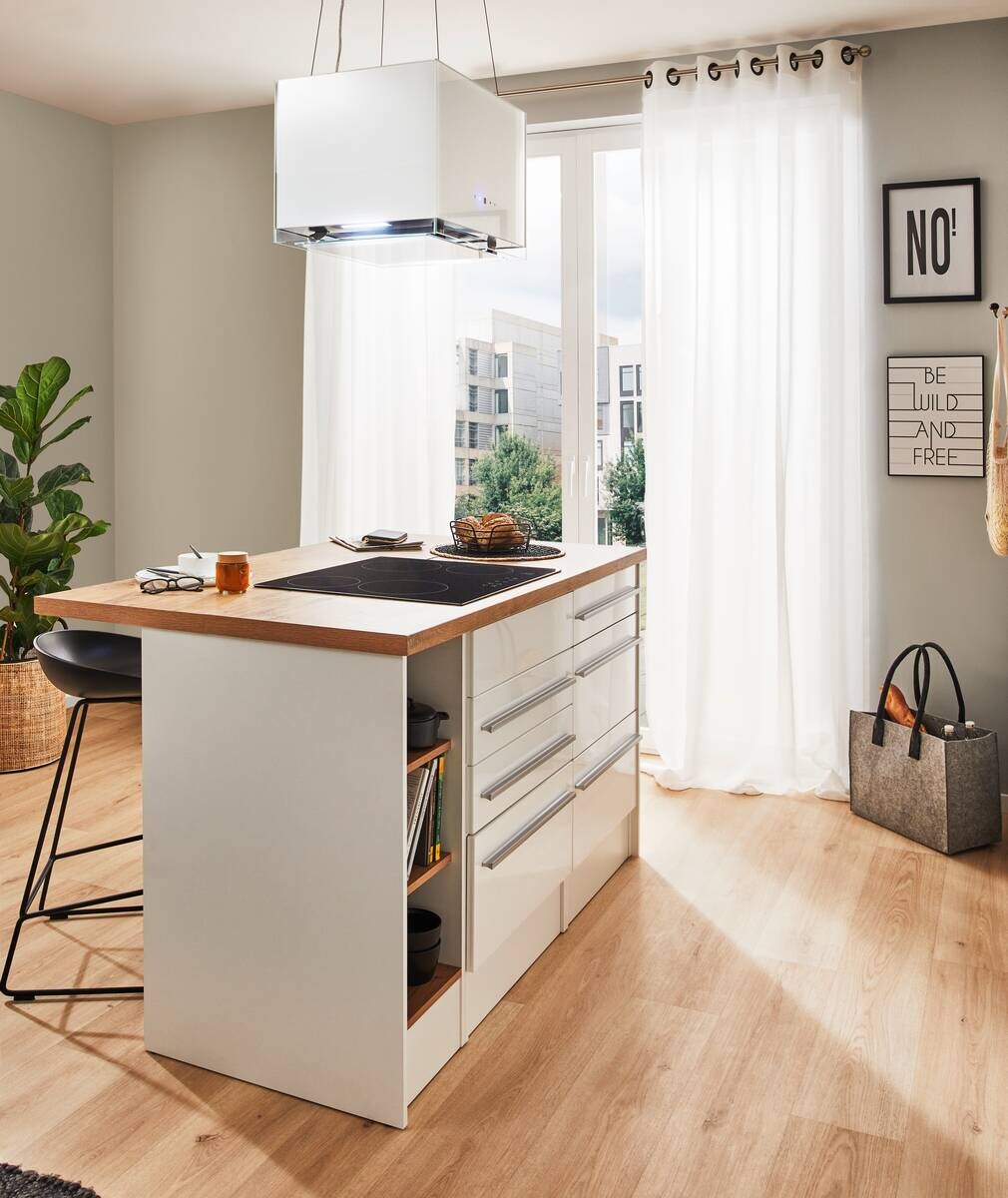 Respekta Inselküche Gabriel weiß Hochglanz B/H/T: ca. 290x200x60 cm