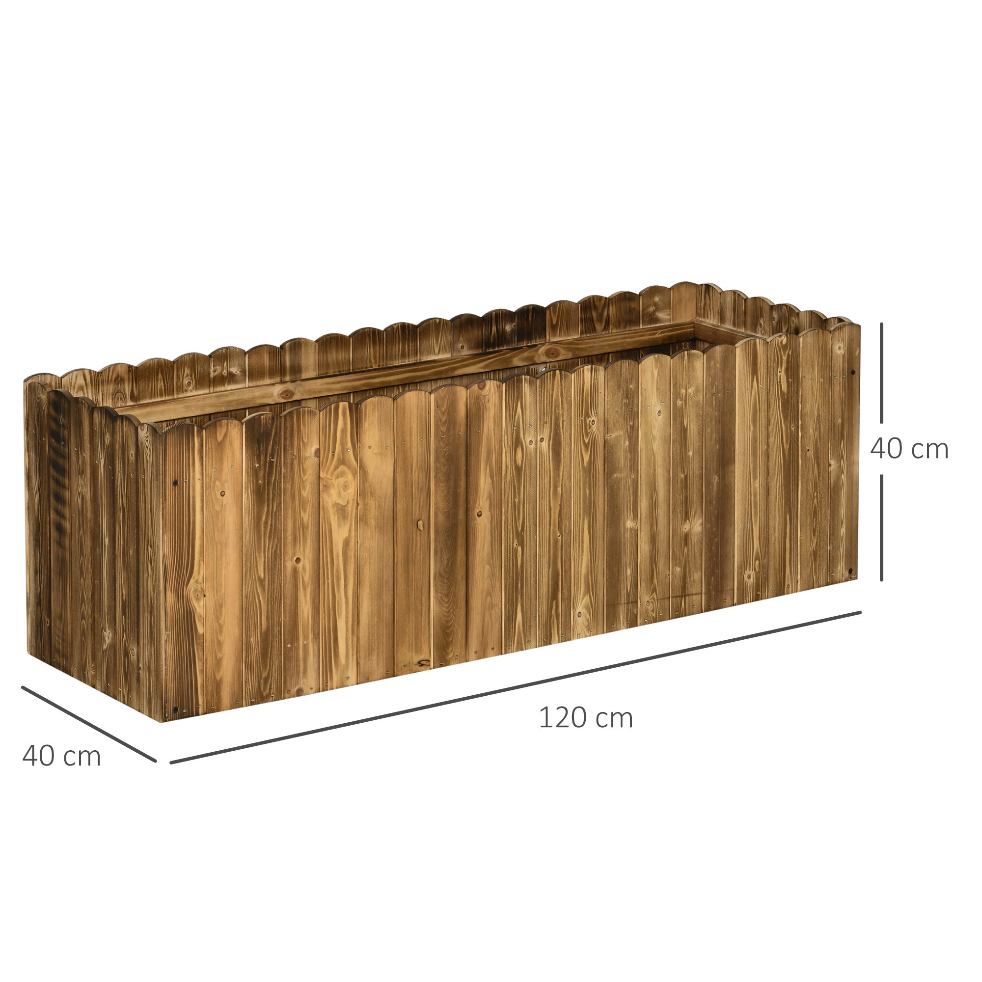 Outsunny Hochbeet mit Holzplatte natur Holz B/H/L: ca. 40x40x120 cm