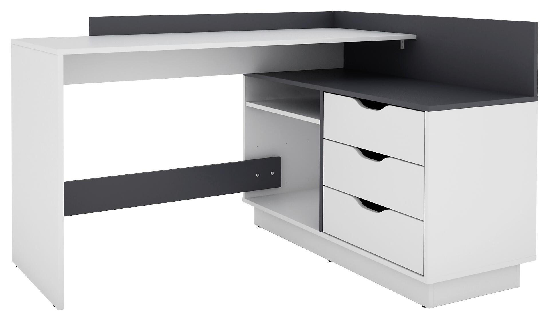 Winkelschreibtisch BELFAST weiß anthrazit B/H/T: ca. 129x83,5x105 cm