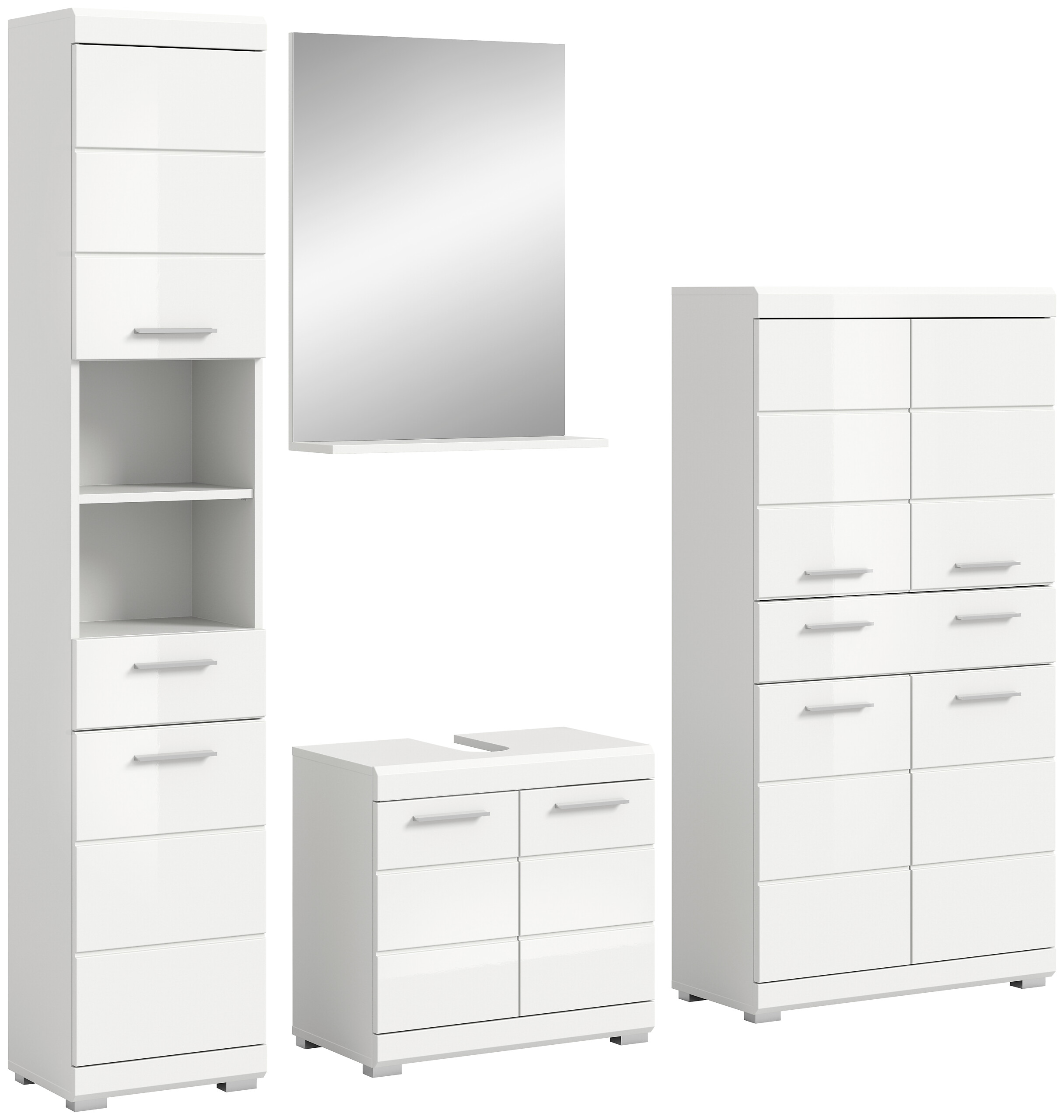 Badezimmer-Set Scout weiß weiß Hochglanz B/H/T: ca. 186x191x34 cm