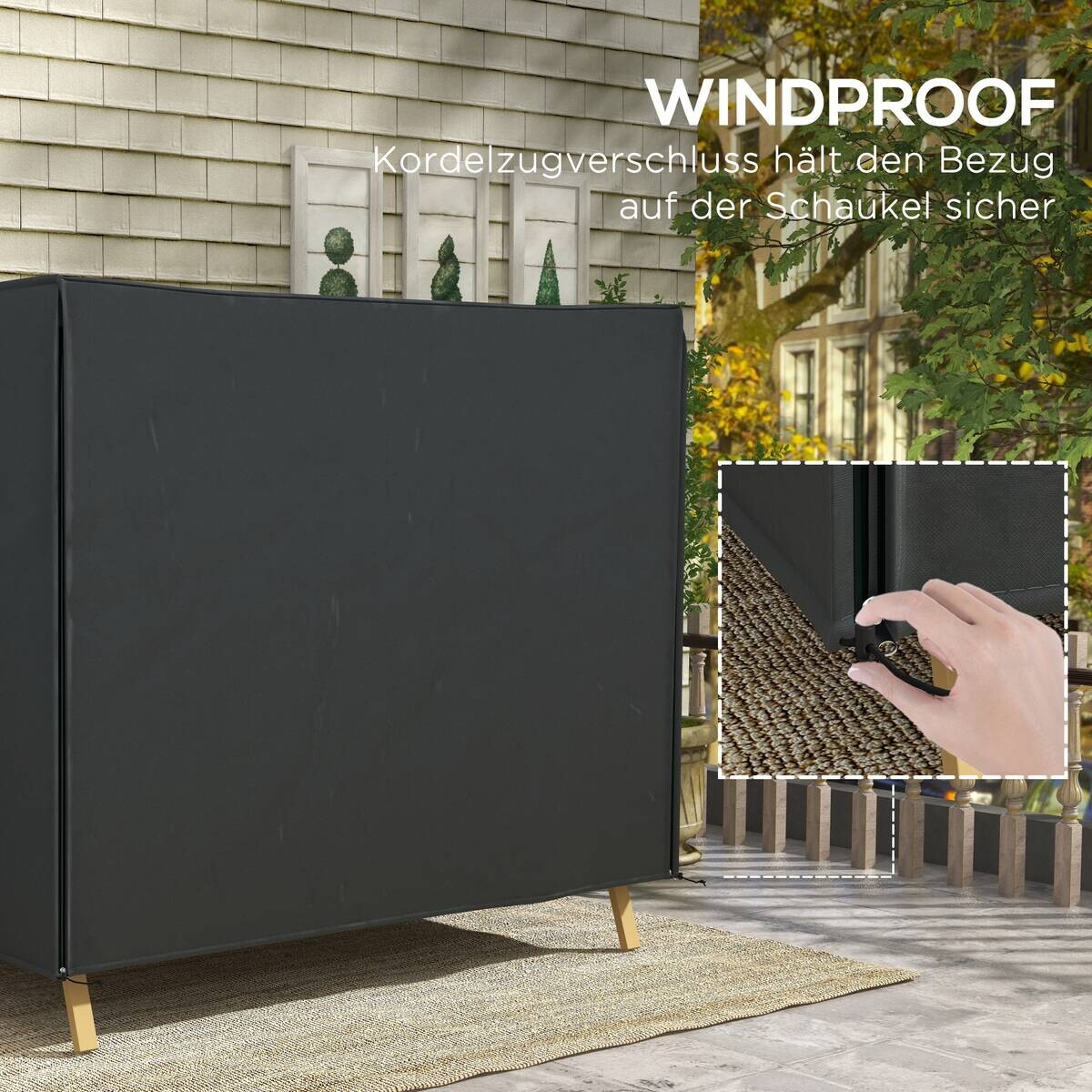 Outsunny Hollywoodschaukel-Abdeckung schwarz Polyester-Mischgewebe B/H/L: ca. 125x172x220 cm