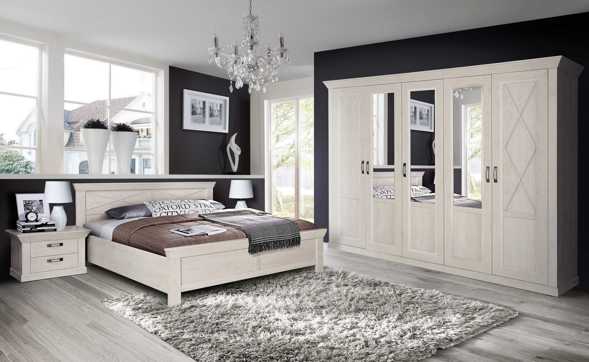 Bett  weiß Pinie Nachbildung Liegefläche B/L: ca. 180x200 cm