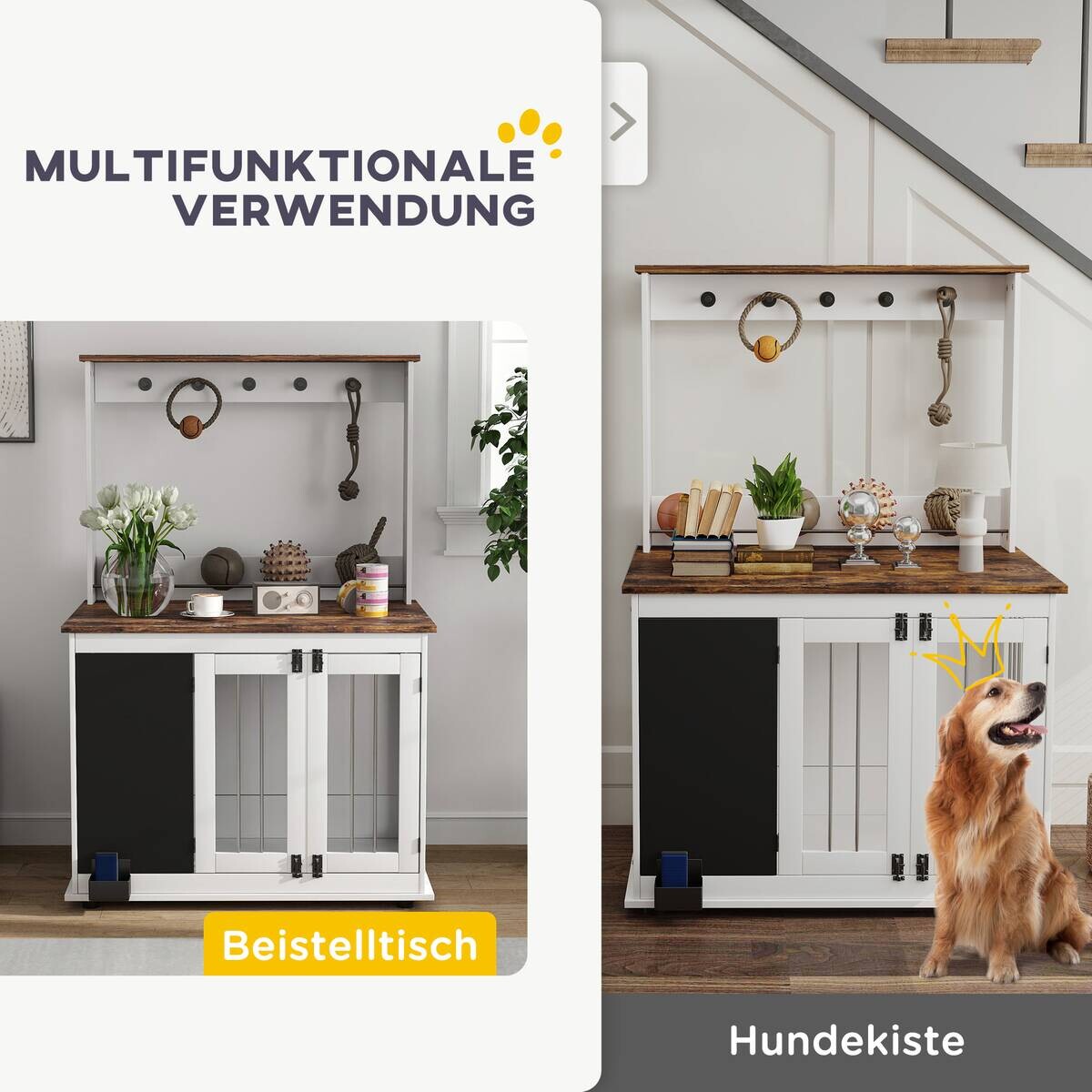 PawHut Hundekäfig weiß Stahl B/H/L: ca. 65x150x98 cm