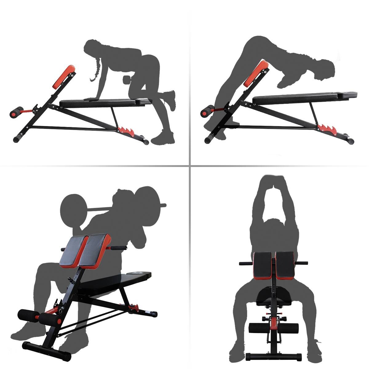 HOMCOM Trainingsbank schwarz Edelstahl B/H/T: ca. 64x85x146 cm