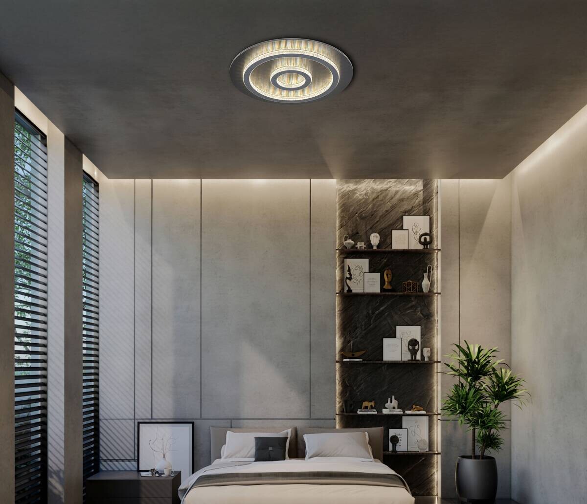 GLOBO LED-Deckenleuchte mattschwarz anthrazit hellgrau Kunststoff Metall H/D: ca. 5,5x45 cm 1 Brennstellen