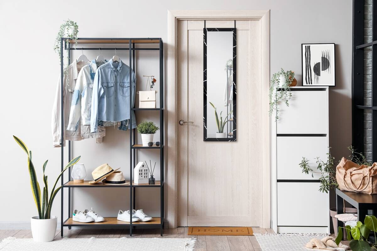 Türhängespiegel Babsy schwarz Marmor B/H/T: ca. 37x127x2 cm