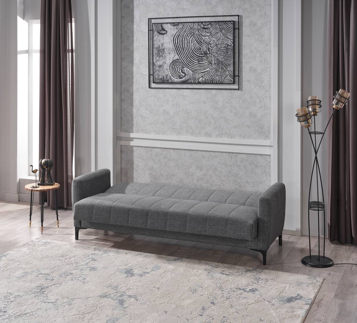 Schlafsofa Rovigo anthrazit Microfaser B/H/T: ca. 214x84x83 cm