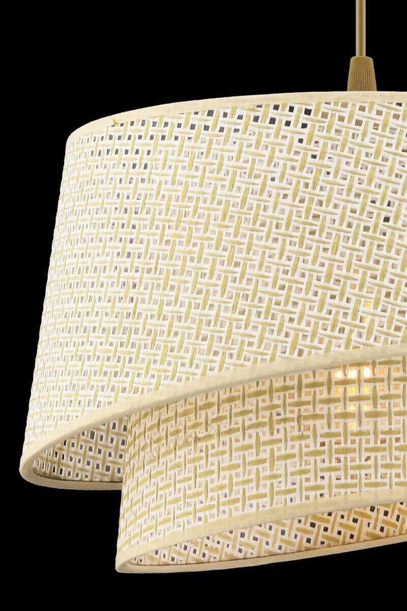 Opviq Pendelleuchte Barette creme Stoff Metall B/H/L: ca. 32x65x32 cm E27 1 Brennstellen