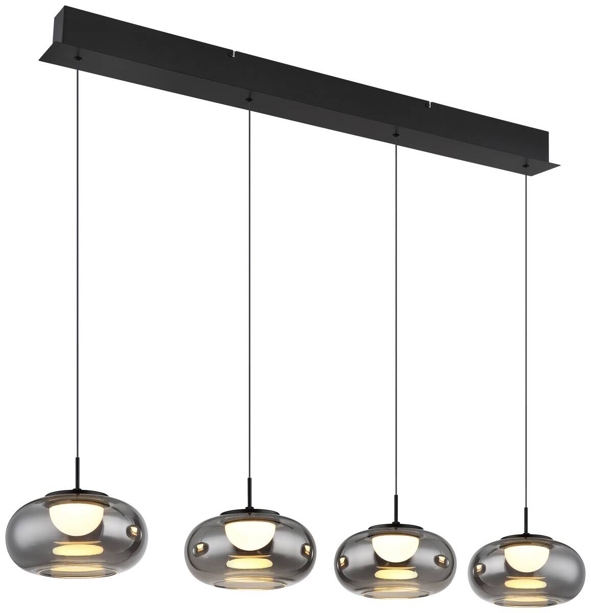 GLOBO LED-Pendelleuchte mattschwarz Rauch schwarz Metall Glas B/H/T: ca. 110x150x20 cm 1.0 Brennstellen