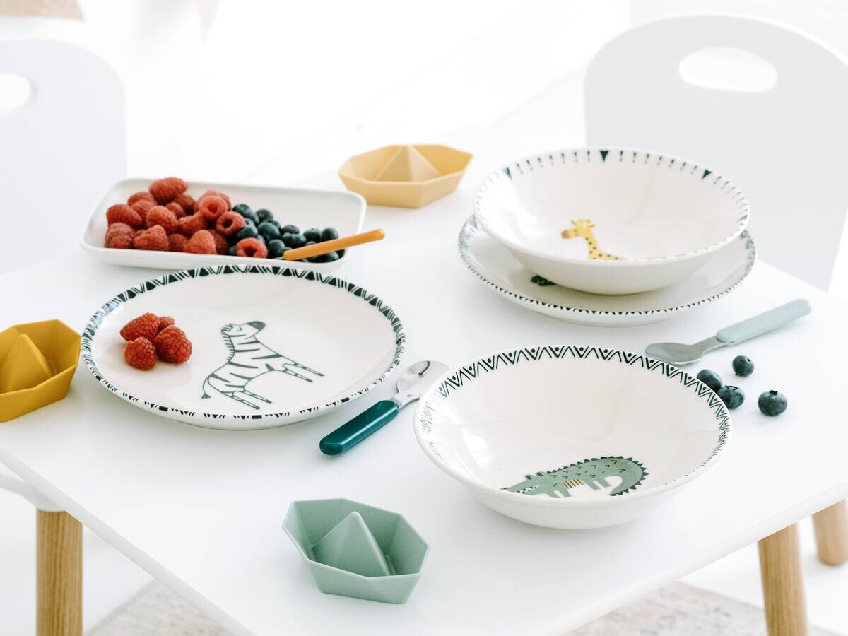 CreaTable Tellerset Safari mehrfarbig Steinzeug D: ca. 21 cm