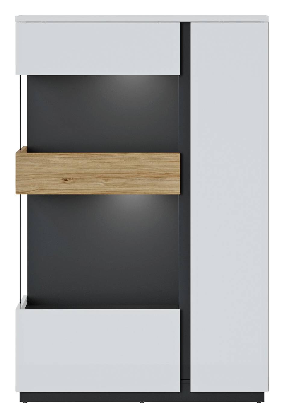 Standvitrine Novena weiß Eiche Catania Nachbildung schwarz matt B/H/T: ca. 98x150x40 cm