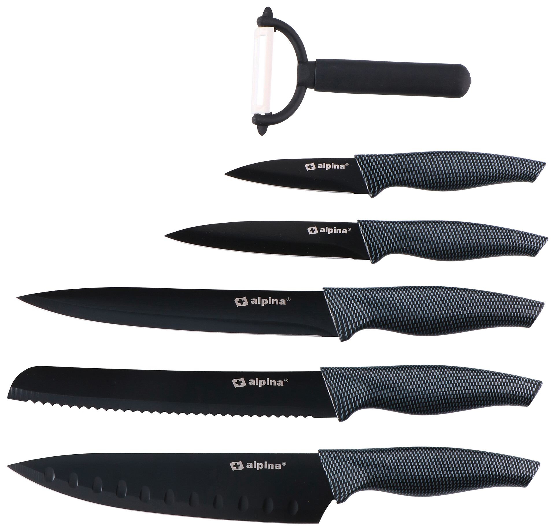 Messerset schwarz Edelstahl 6 tlg.