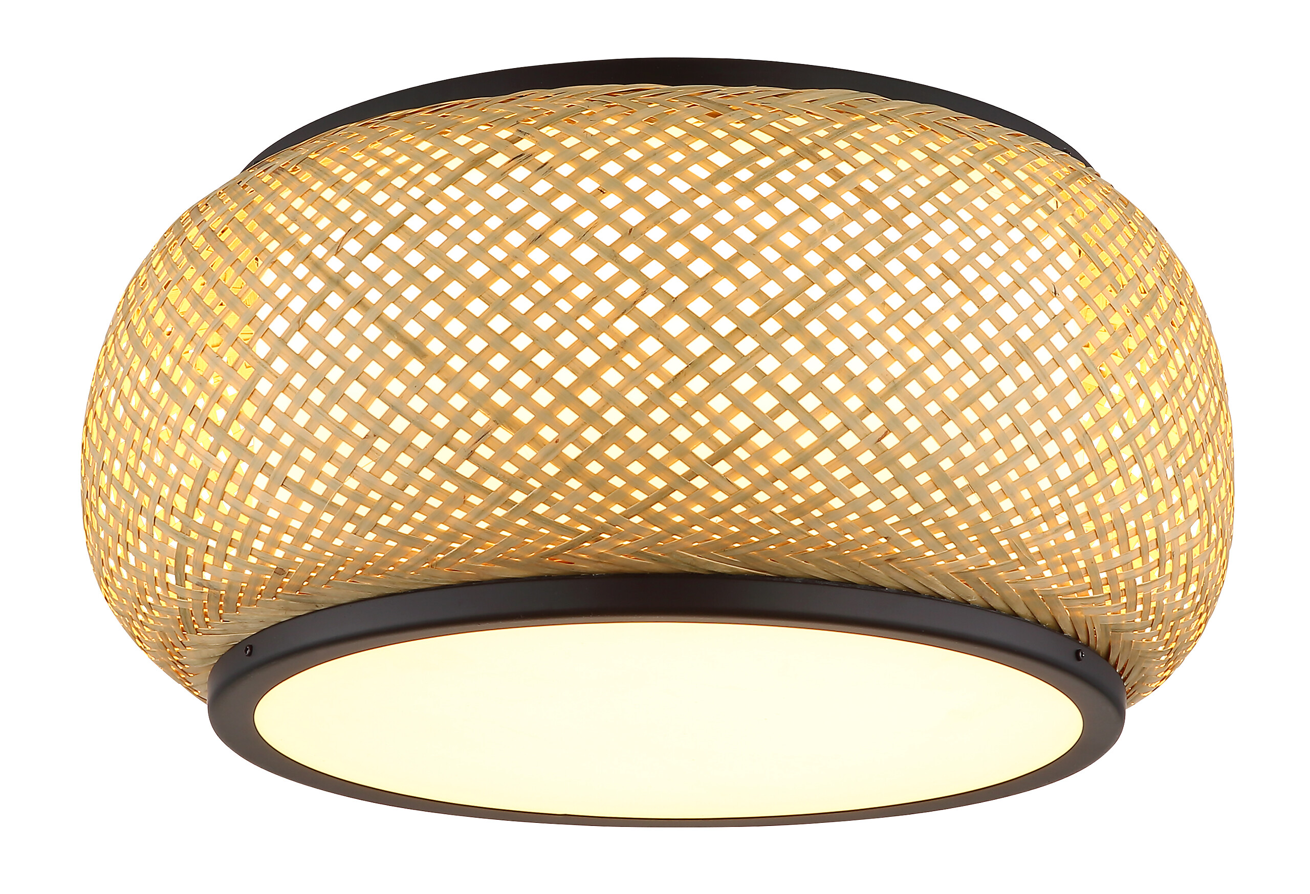 GLOBO Deckenleuchte mattschwarz natur Metall Bambus H/D: ca. 19,2x38 cm 1 Brennstellen