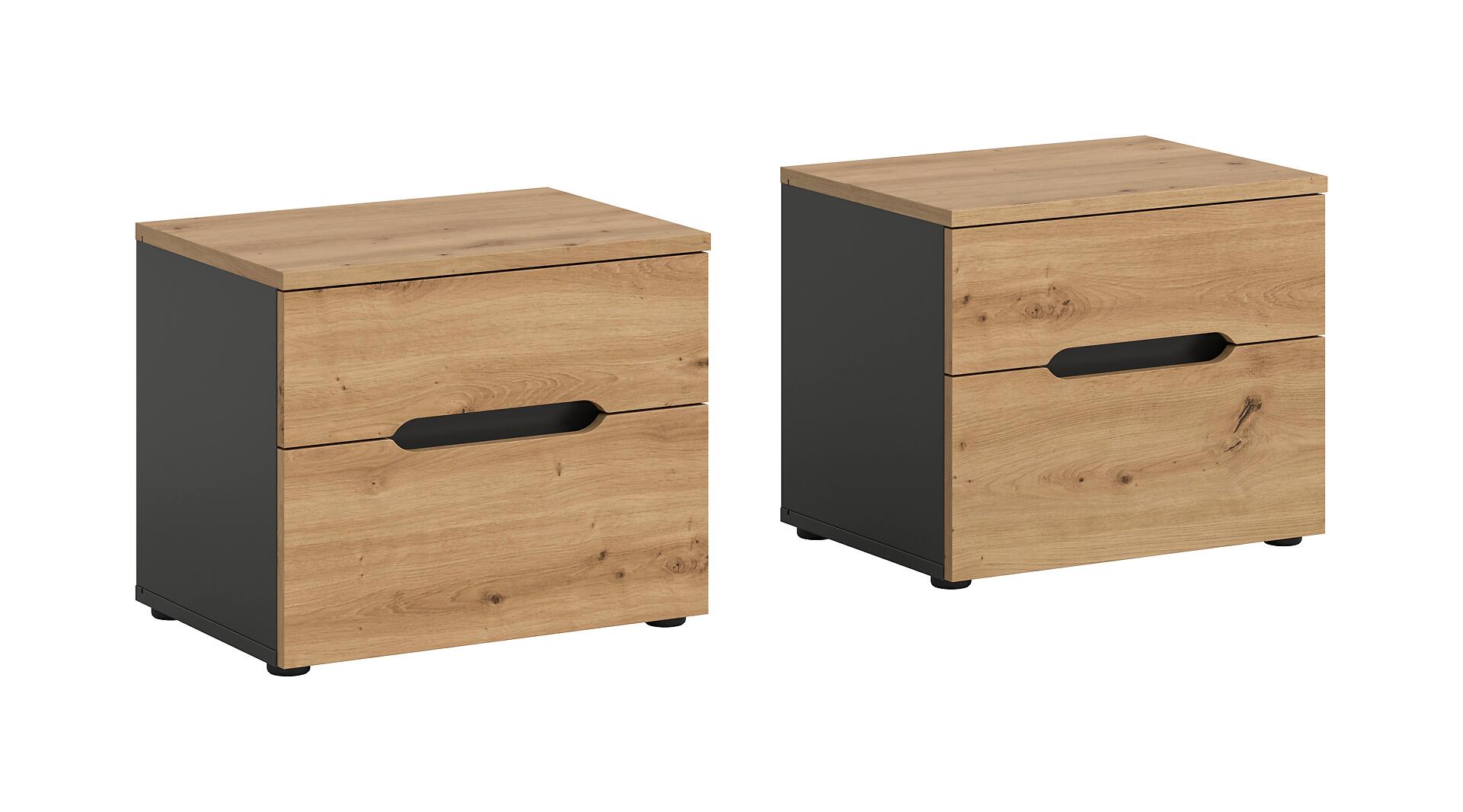 Nachtkonsolen CANU, 2er-Set basaltgrau Artisan Nachbildung B/H/T: ca. 50x42x37 cm Nachtkonsolen CANU, 2er-Set basaltgrau Artisan Nachbildung B/H/T: ca. 50x42x37 cm