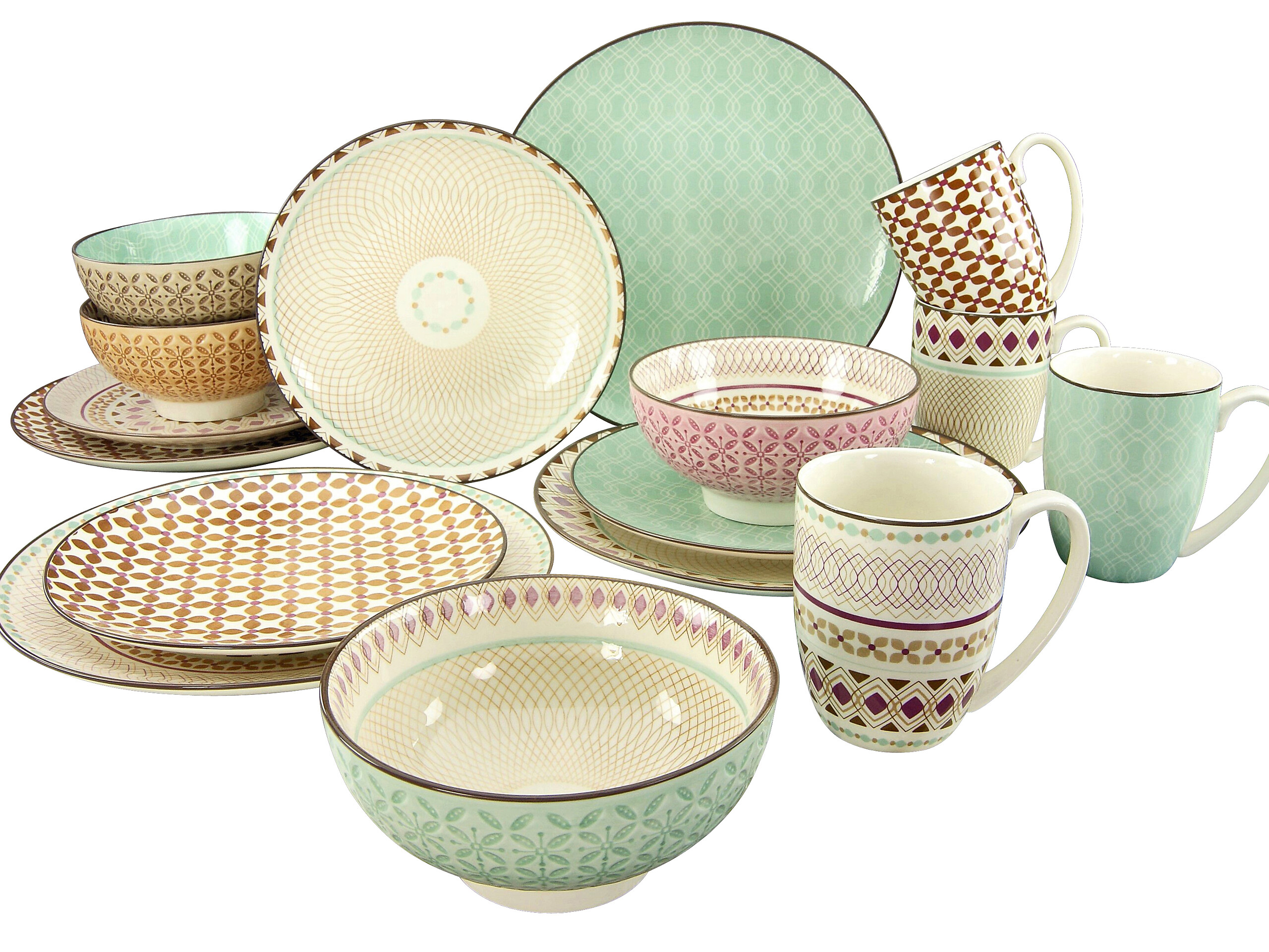 CreaTable Kombiservice Mandala multicolor Steinzeug 16 tlg.