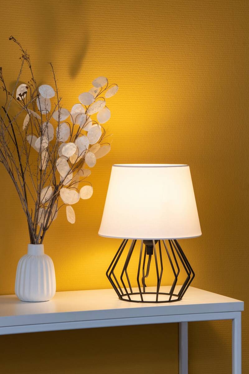 SPOT Light Tischleuchte Mangoo schwarz weiß Metall Textil H/D: ca. 29x20 cm E27 1 Brennstellen