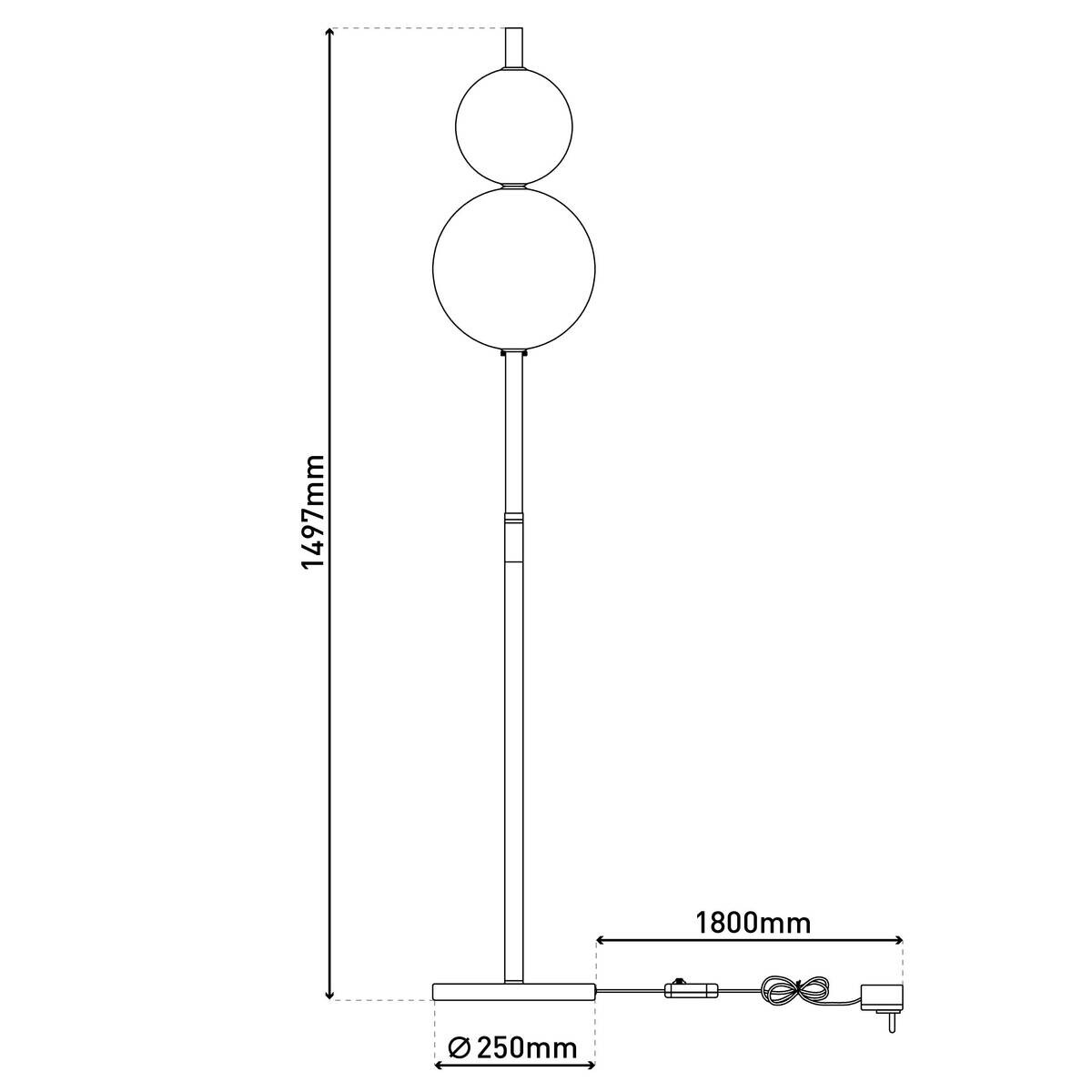 Näve Leuchten LED-Leuchten 2072042 Chrom Rauch Metall Glas H/D: ca. 149,7x25 cm