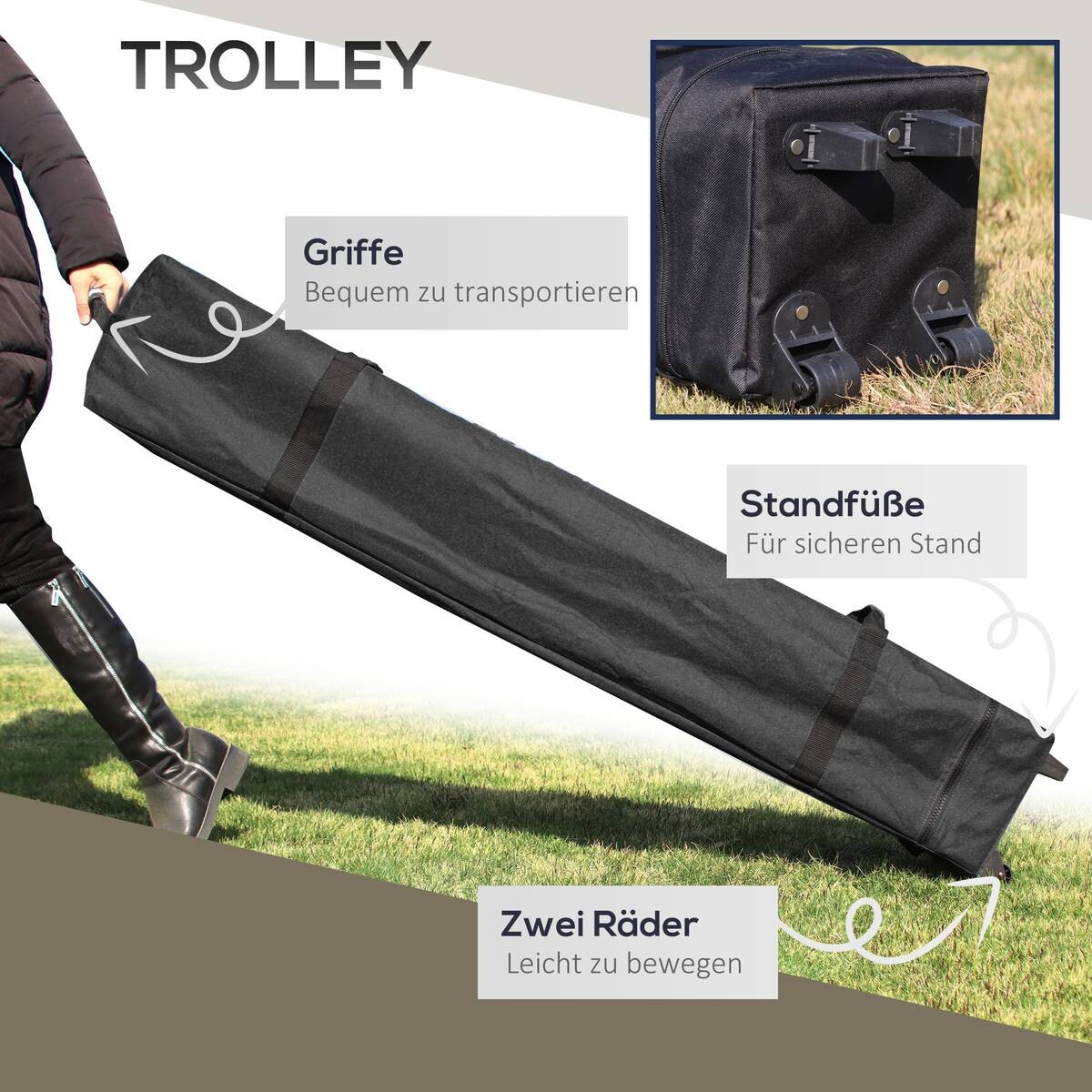 Outsunny Faltpavillon dunkelgrau Stoff B/H/L: ca. 392x283x392 cm