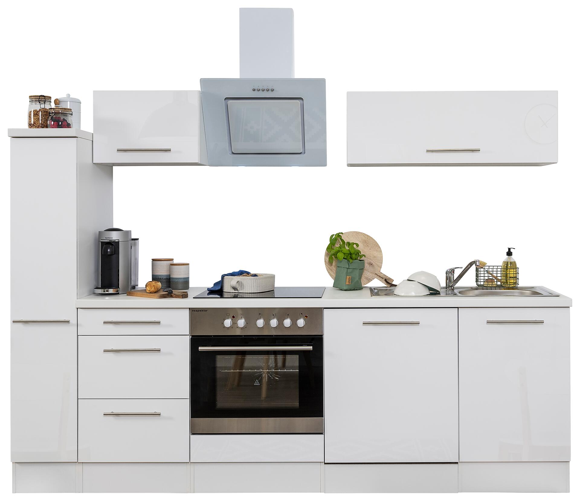 Respekta Küchenblock Amanda weiß Hochglanz B/H/T: ca. 250x200x60 cm