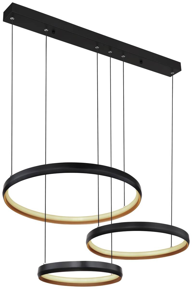GLOBO Pendelleuchte 67193-55H Halli gold Opal schwarz Acryl Metall B/H/L: ca. 50,3x150x76,7 cm null 3 Brennstellen