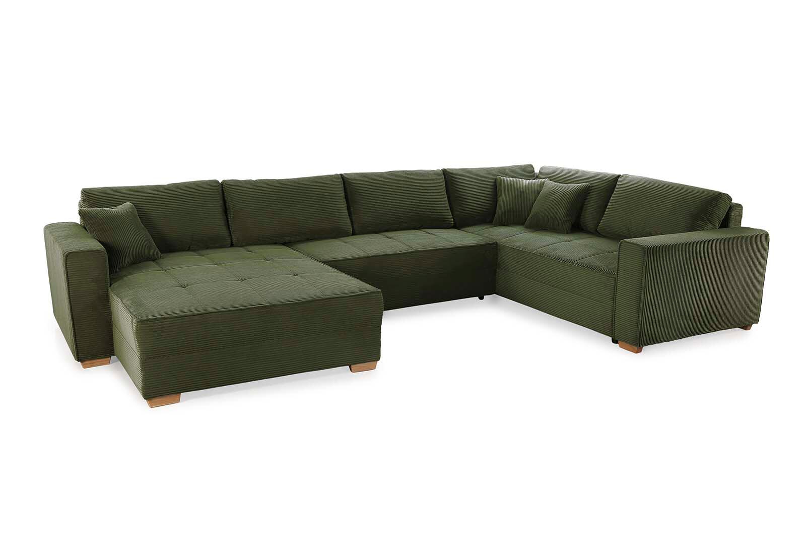 Wohnlandschaft grün Microfaser B/H/T: ca. 379x86x227 cm