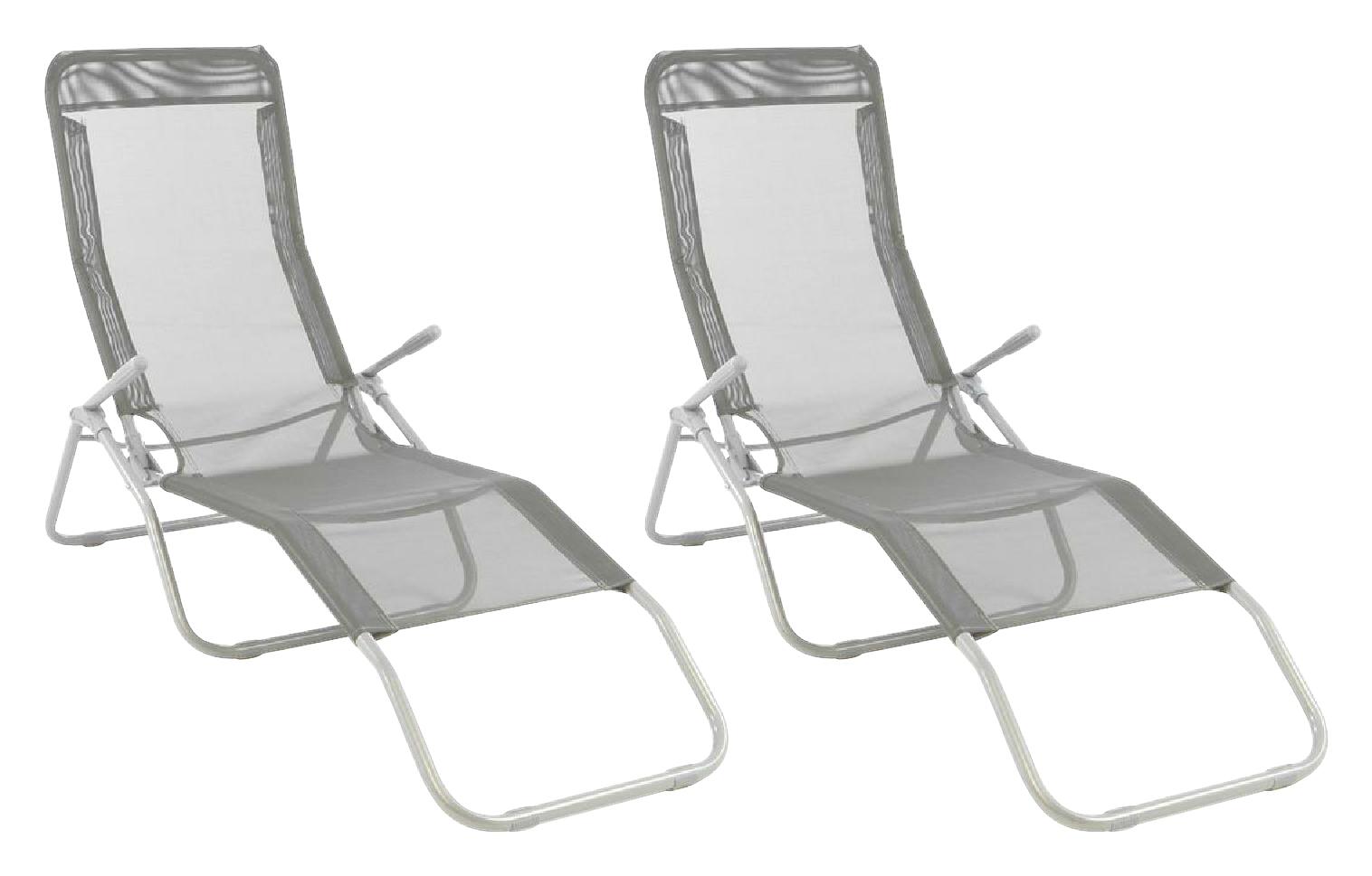 VCM Gartenliege-Set grau Stahl B/H/L: ca. 48x100x160 cm