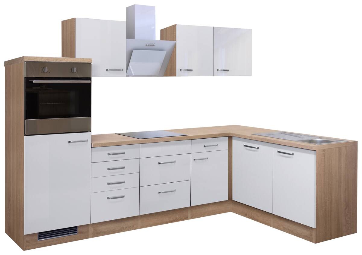 Winkelküche Valero weiß Hochglanz B/H/T: ca. 280x200x60 cm