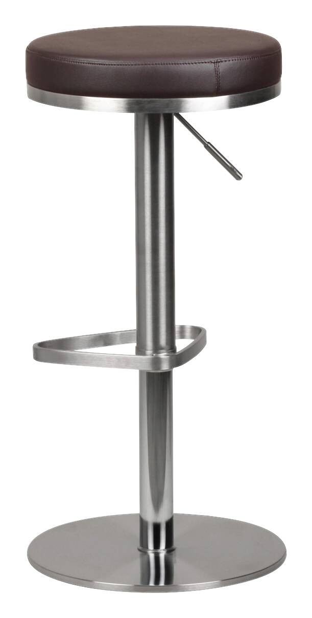 Barhocker dunkelbraun Edelstahl Kunstleder Edelstahl