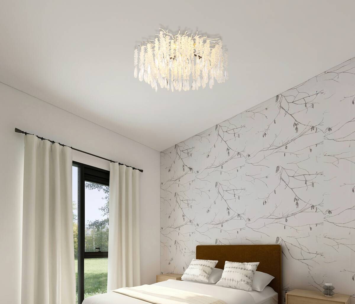 GLOBO Deckenleuchte silber klar Glas Metall H/D: ca. 45x60 cm E14 8 Brennstellen