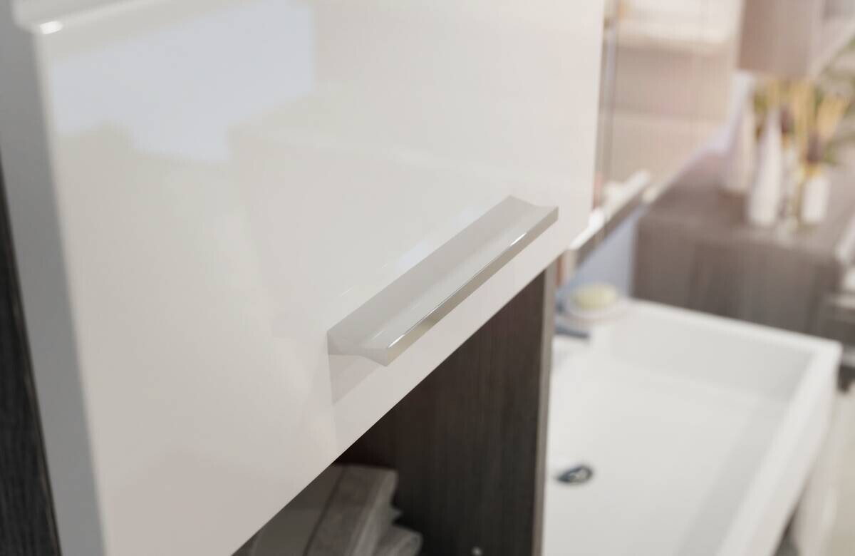 Badezimmer-Set Scout Rauchsilber Nachbildung weiß Hochglanz B/H/T: ca. 112x191x34 cm