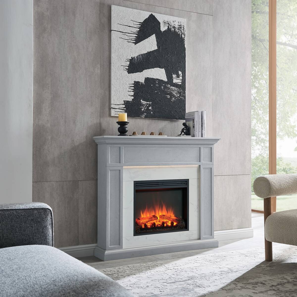 Balderia Elektrischer-Kamin Arthur EF321A-MT321D-CG Beton B/H/T: ca. 105x122x25 cm ca. 2000 W