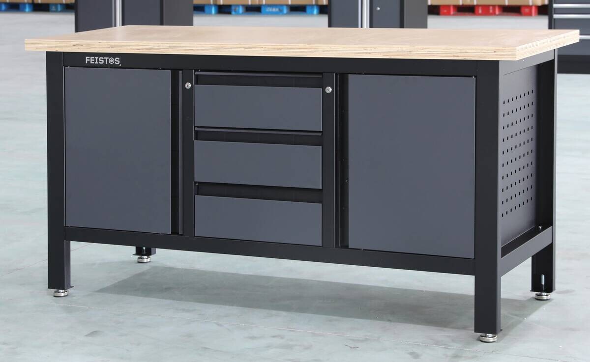 Feistos Werkbank Heros schwarz Metall B/H/L: ca. 169x87x60 cm