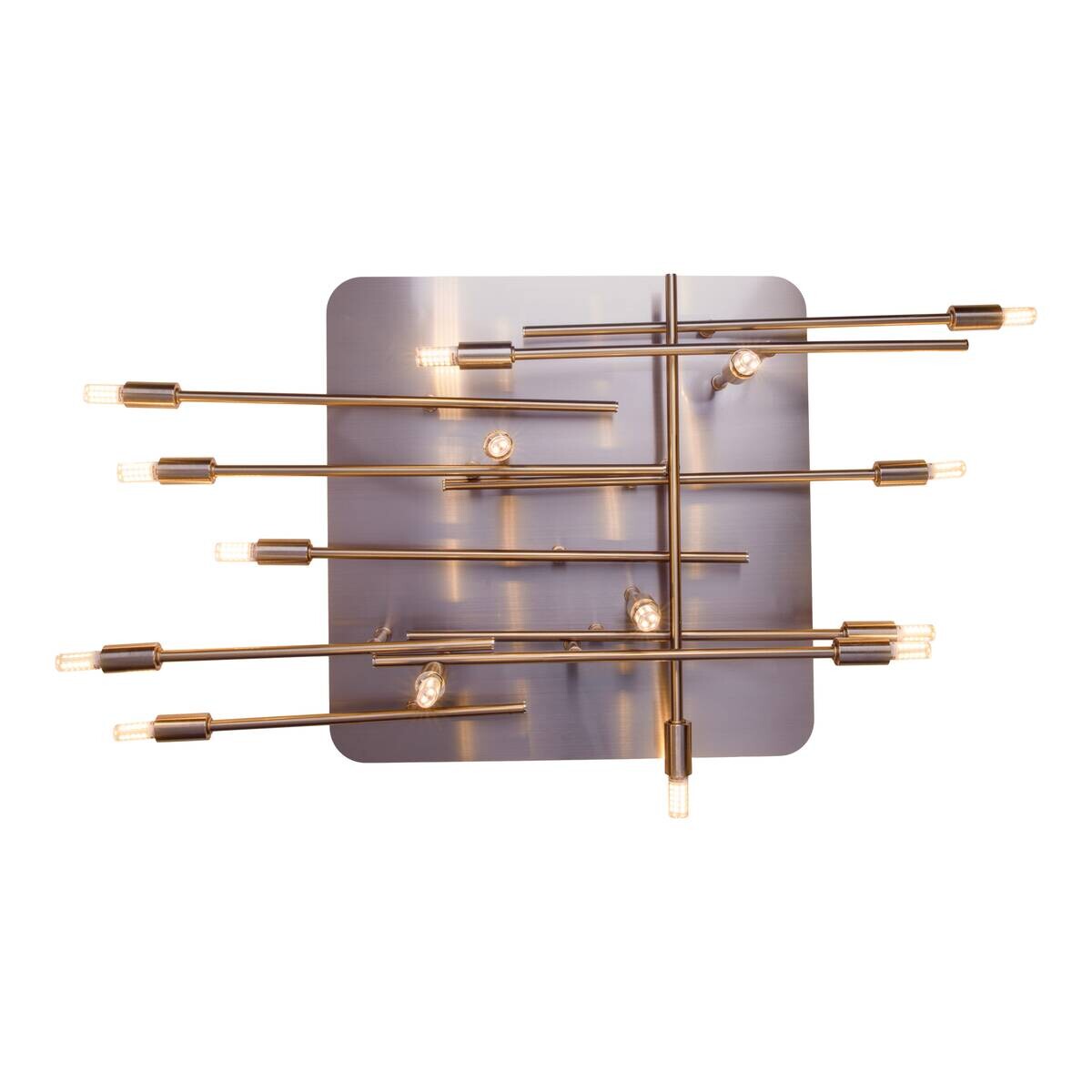 Näve Leuchten Deckenleuchte 1392950 stahlfarbig Metall B/H/T: ca. 70x15x71 cm G9 14 Brennstellen