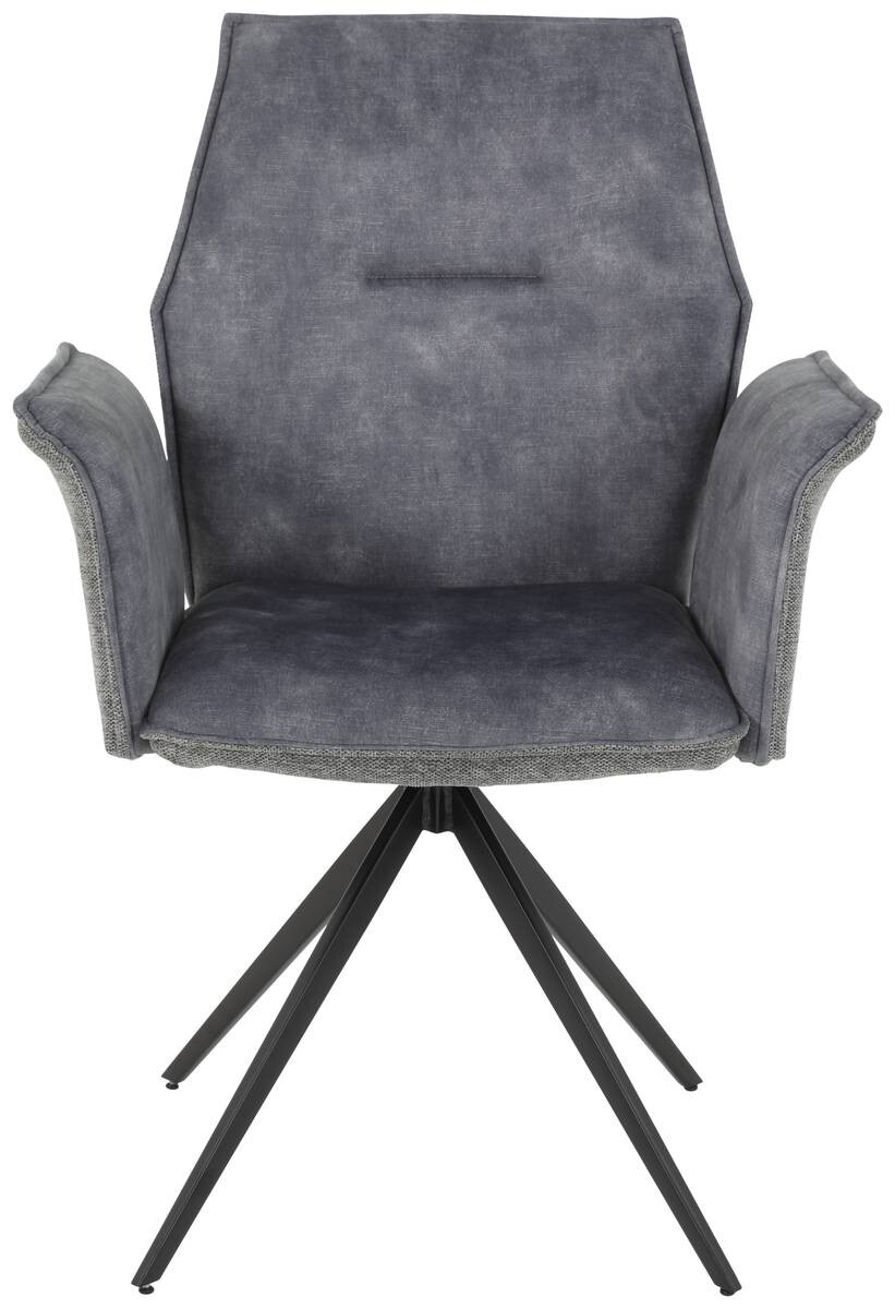 Armlehnstuhl 4er Set SUSANNE grau Vintage schwarz Webstoff Microfaser B/H/T: ca. 65x92x64 cm