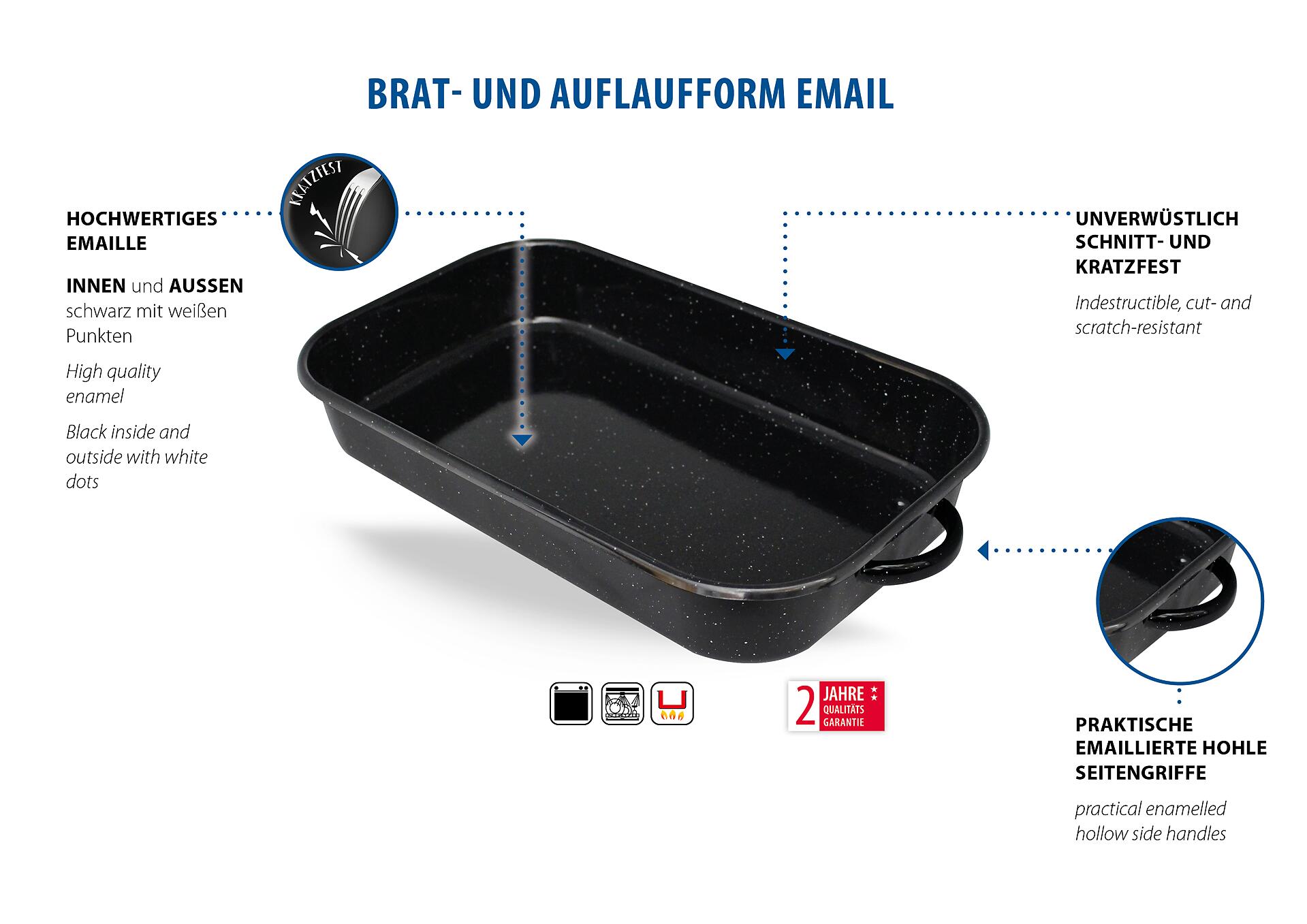 ELO Basic Brat-/Auflaufform schwarz Eisen B/H/L: ca. 20x6x32 cm ELO Basic Brat-/Auflaufform schwarz Eisen B/H/L: ca. 20x6x32 cm