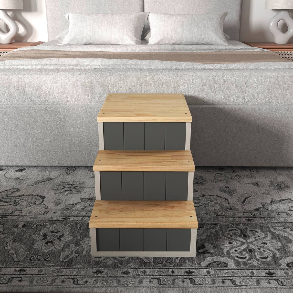 PawHut Hundetreppe, Katzentreppe natur Polypropylen B/H/L: ca. 38,5x79x45 cm