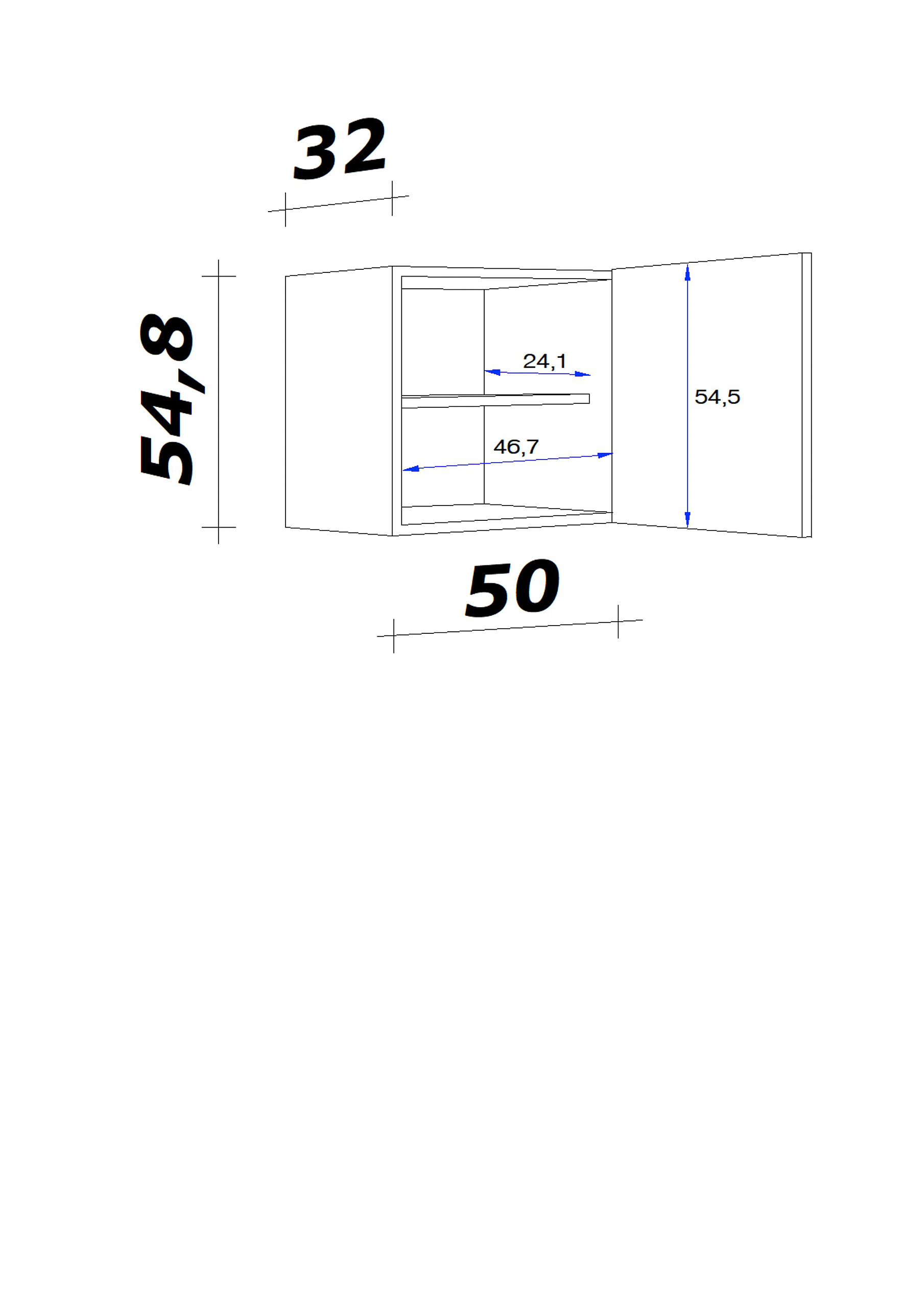 Hängeschrank Valero weiß Hochglanz B/H/T: ca. 50x54,8x32 cm