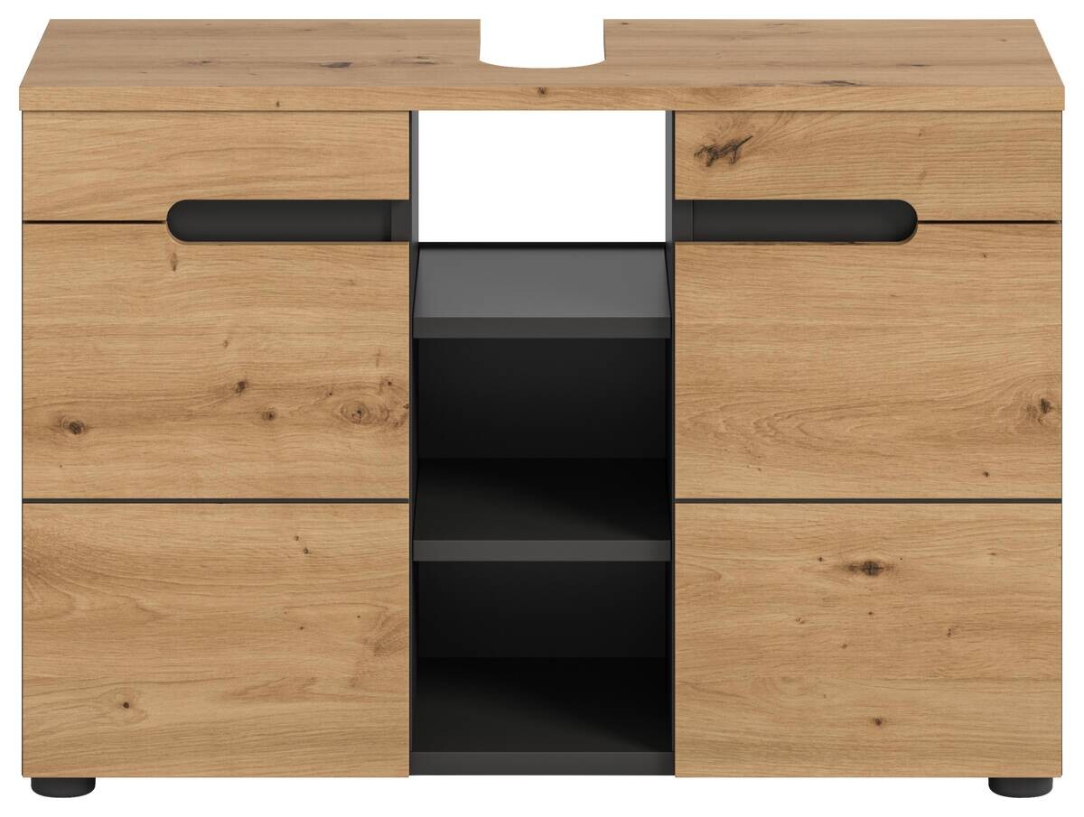 Waschbeckenunterschrank Canu Basalt Eiche Artisan Nachbildung B/H/T: ca. 80x55x34 cm