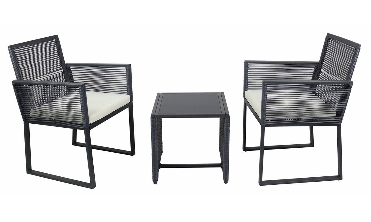 VCM Gartensitzgruppe Fidola schwarz Polyrattangeflecht B/H/L: ca. 53x86x53 cm