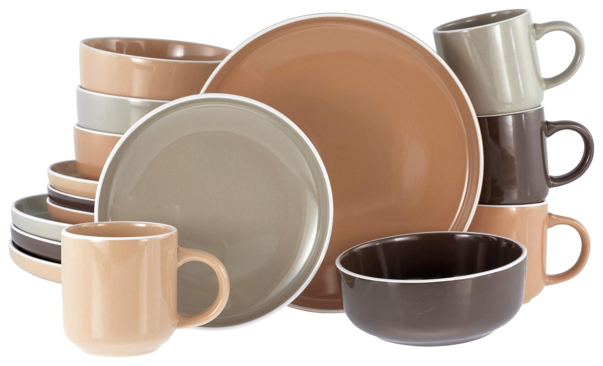 CreaTable Kombiservice Nordic Mocha Mousse braun Steinzeug 16 tlg.