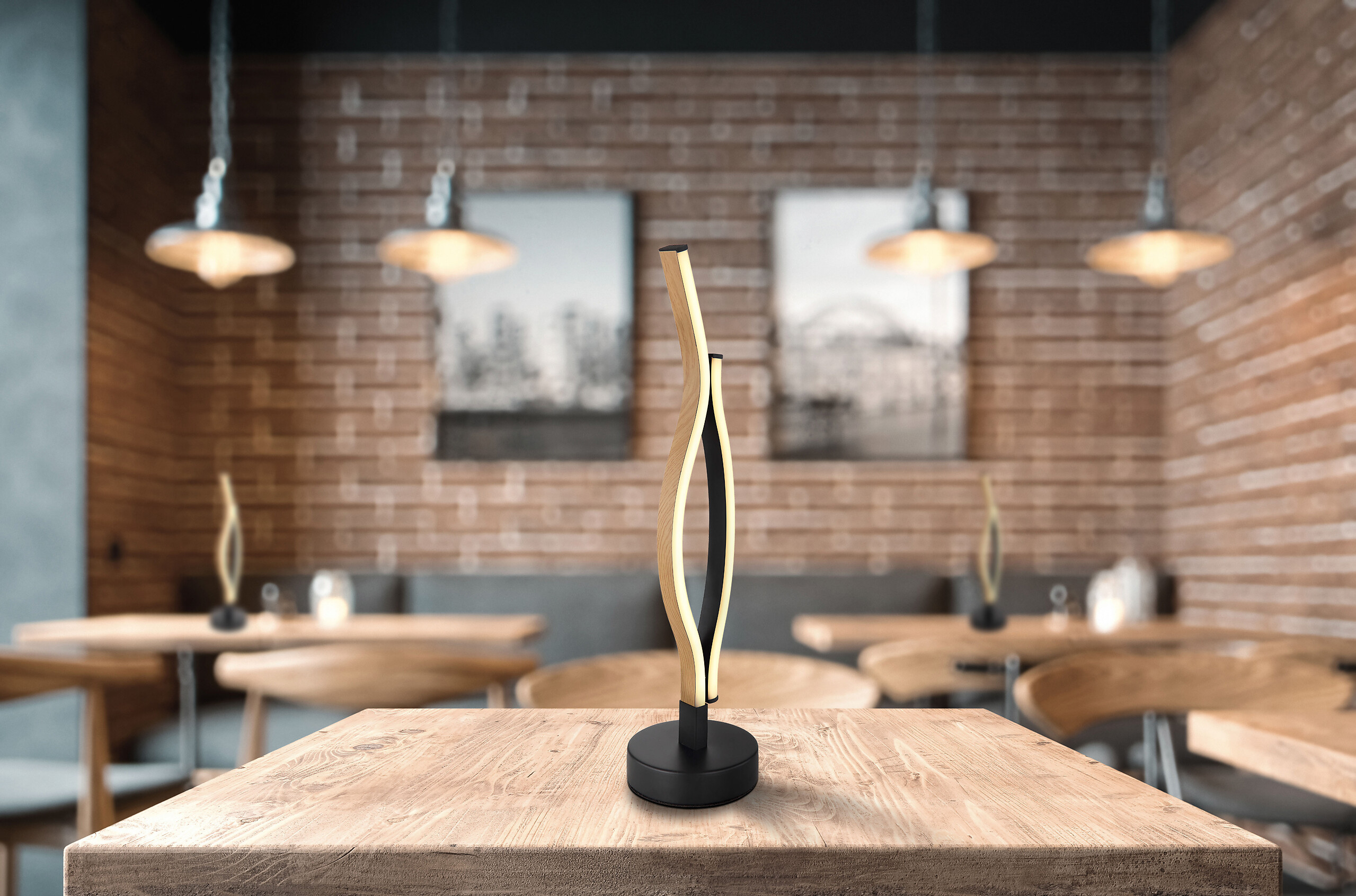 GLOBO Tischleuchte mattschwarz Opal Metall Kunststoff H/D: ca. 47x12 cm null 1 Brennstellen