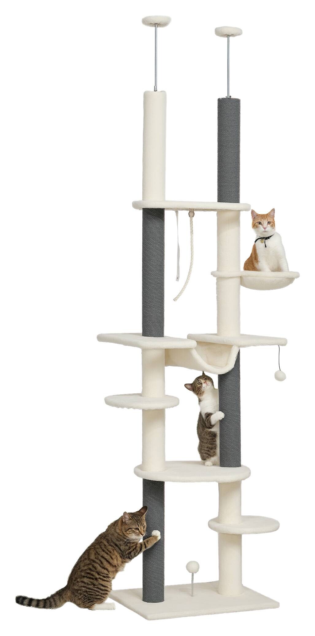 PawHut Kratzbaum weiß Polyester B/H/L: ca. 44x255x60 cm