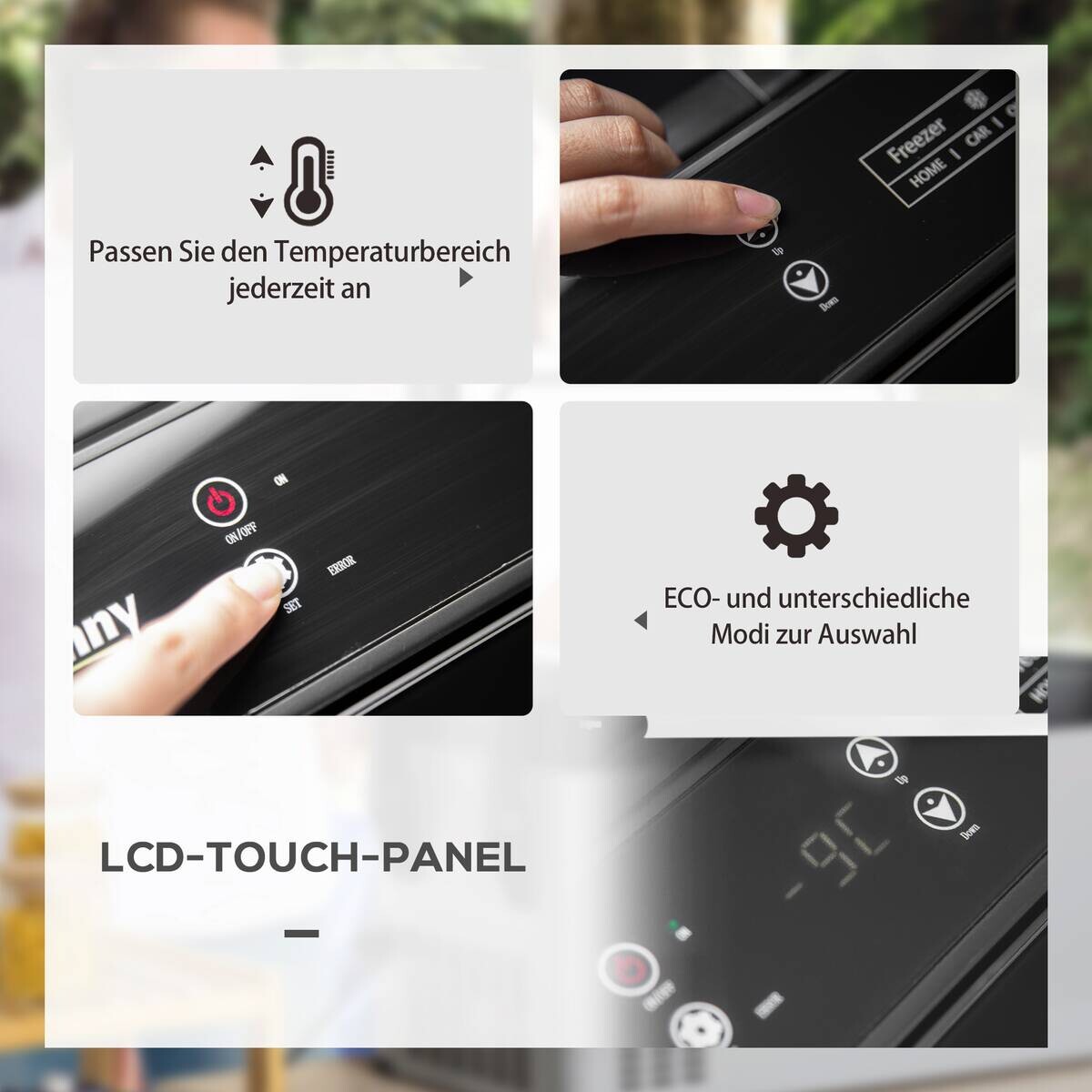 Outsunny Kühlbox schwarz grau Glas Polypropylen Edelstahl B/H/L: ca. 36x75x49,5 cm